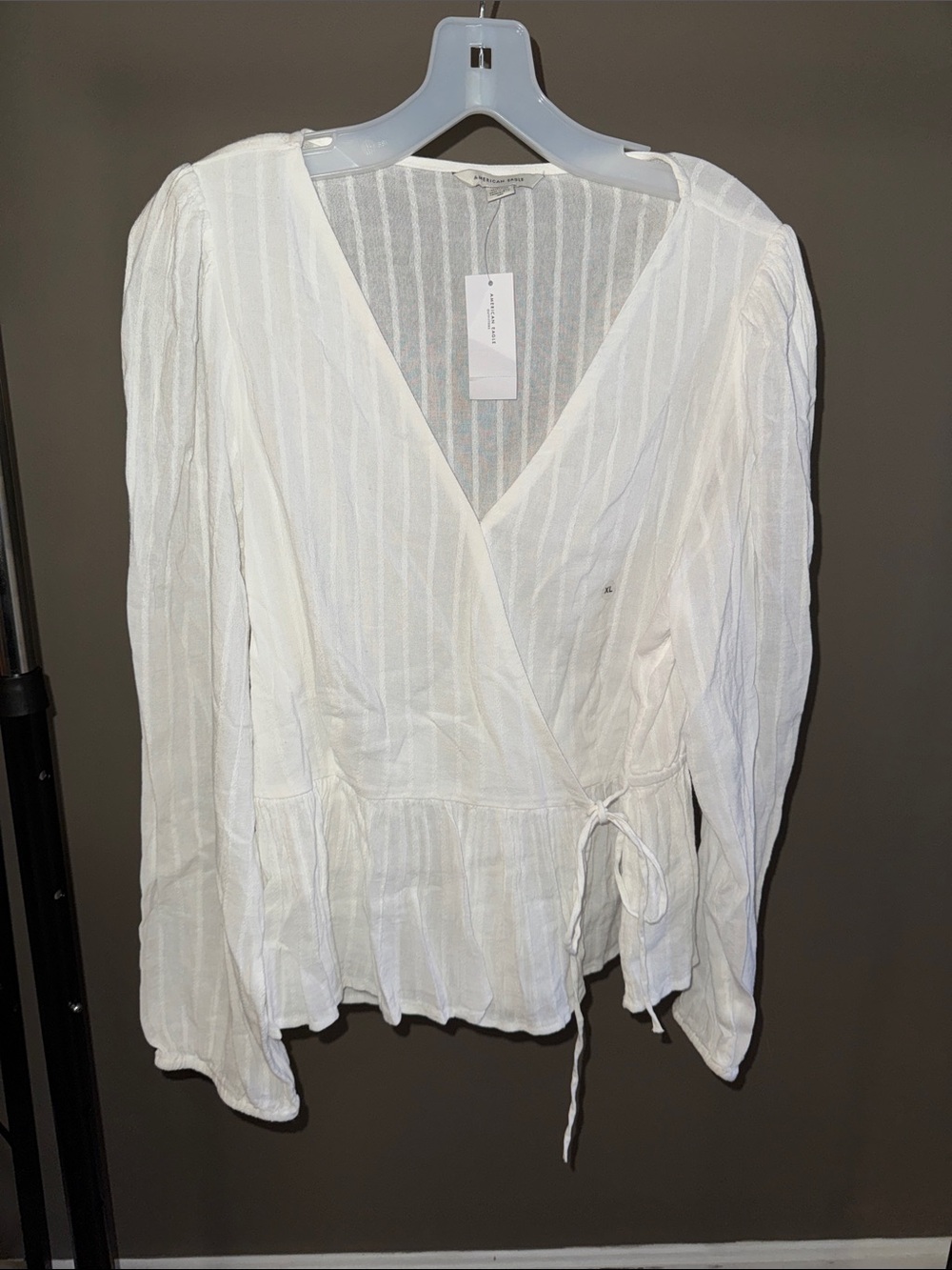 American Eagle Outfitters White Wrap-Front Blouse